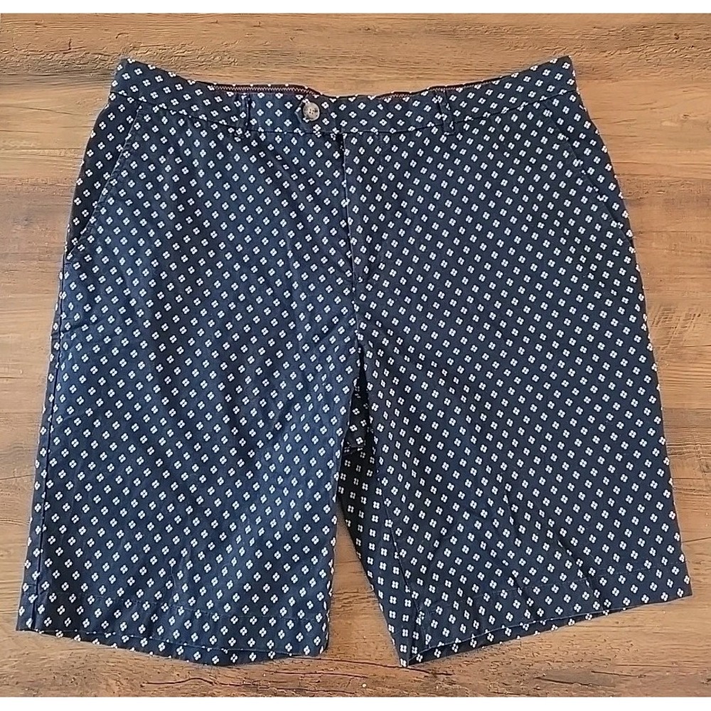 Jack Spade Warren St NY Men's Flat Front Shorts All Cotton Patterned Navy 38 EUC